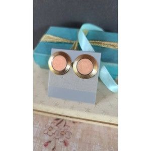 Circular Peach Enamel Clip-on Earrings